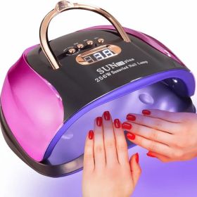 256W High-Power UV LED Nail Lamp With 4 Timer Settings, Automatic Sensor & Smart Display - Fast Gel Polish Curing, Purple & Black Design, Ergonom (Color: Purple)