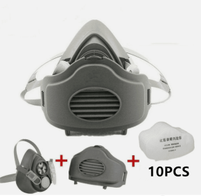 Half Face Gas Mask Cover PRO Respirator 3200 Dust Mask Safety 10 Filters For Sanding Woodworking (Option: 1PC)